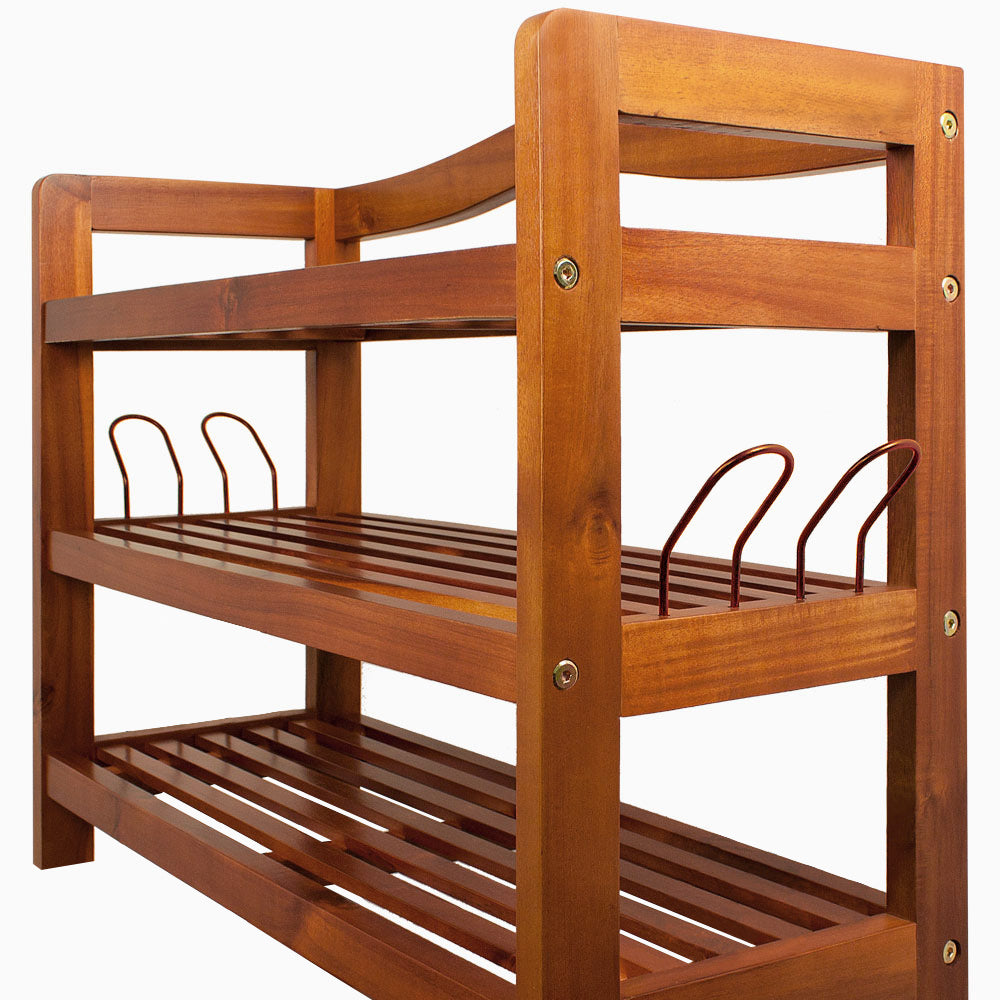 Sko rack Acacia Wood 3 hylder 85x26x82cm