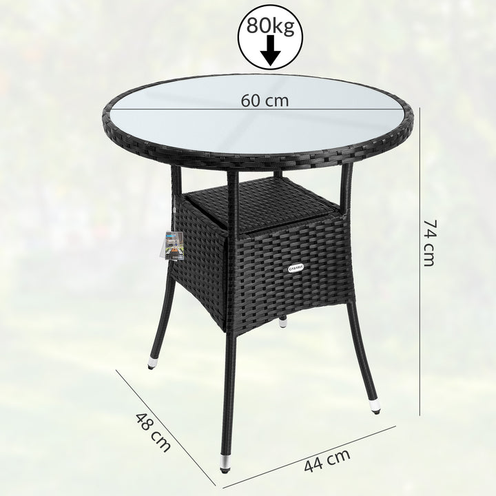 Rotting bistro bord sort 60 cm