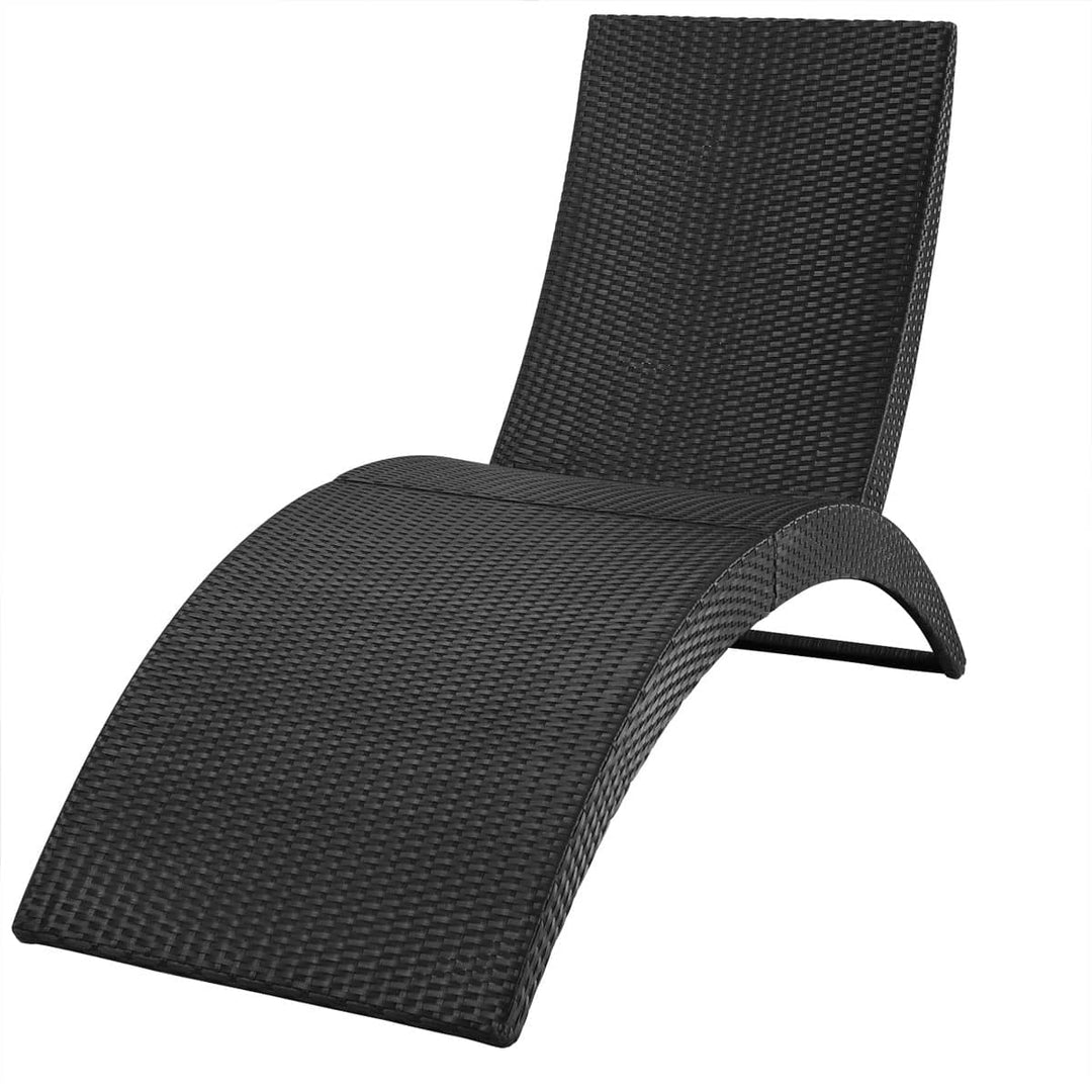 Rattan Sun Lounger Half Moon Black/Cream Foldbar