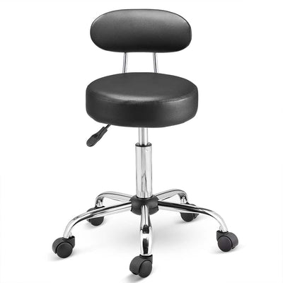Drejelig afføringstol med ryglæn 360 ° roterbar sort