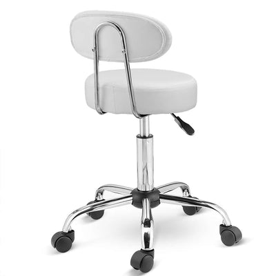 Drejelig afføringstol med ryglæn 360 ° roterbar hvid