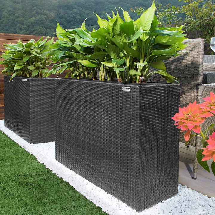 Rattan planter sort 95x27x60cm