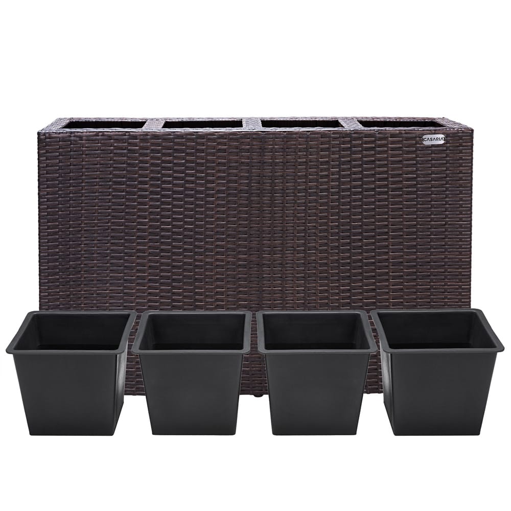 Rattan Planter Brown 95x27x60cm