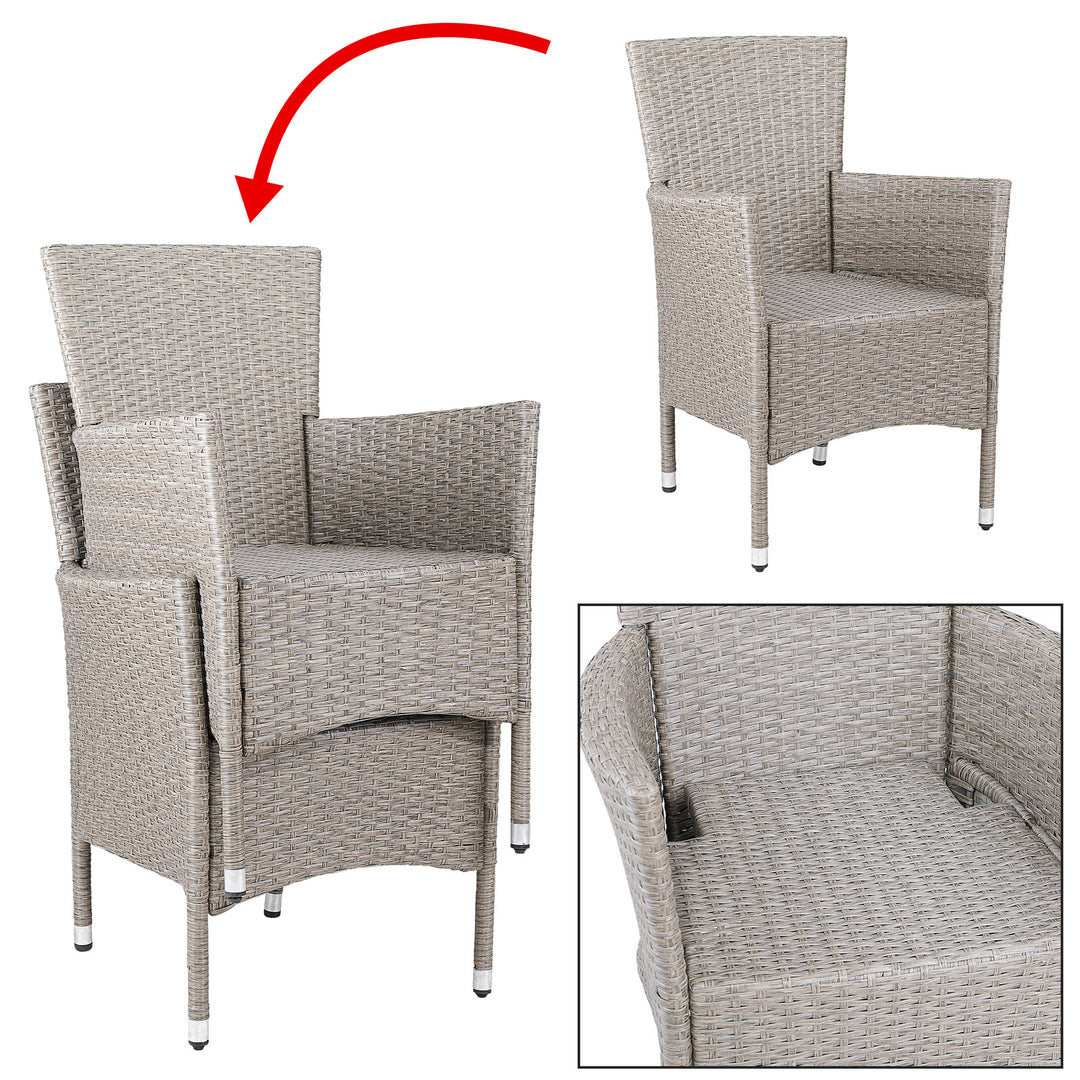 Poly Rattan Garden Stol 2pcs Sæt fløde/beige stable