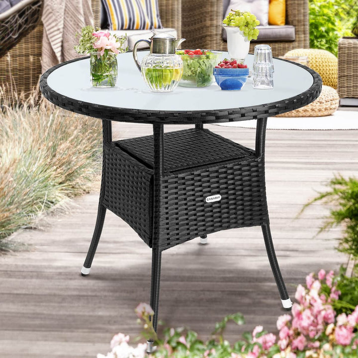 Rattan Bistro Table Black 80 cm