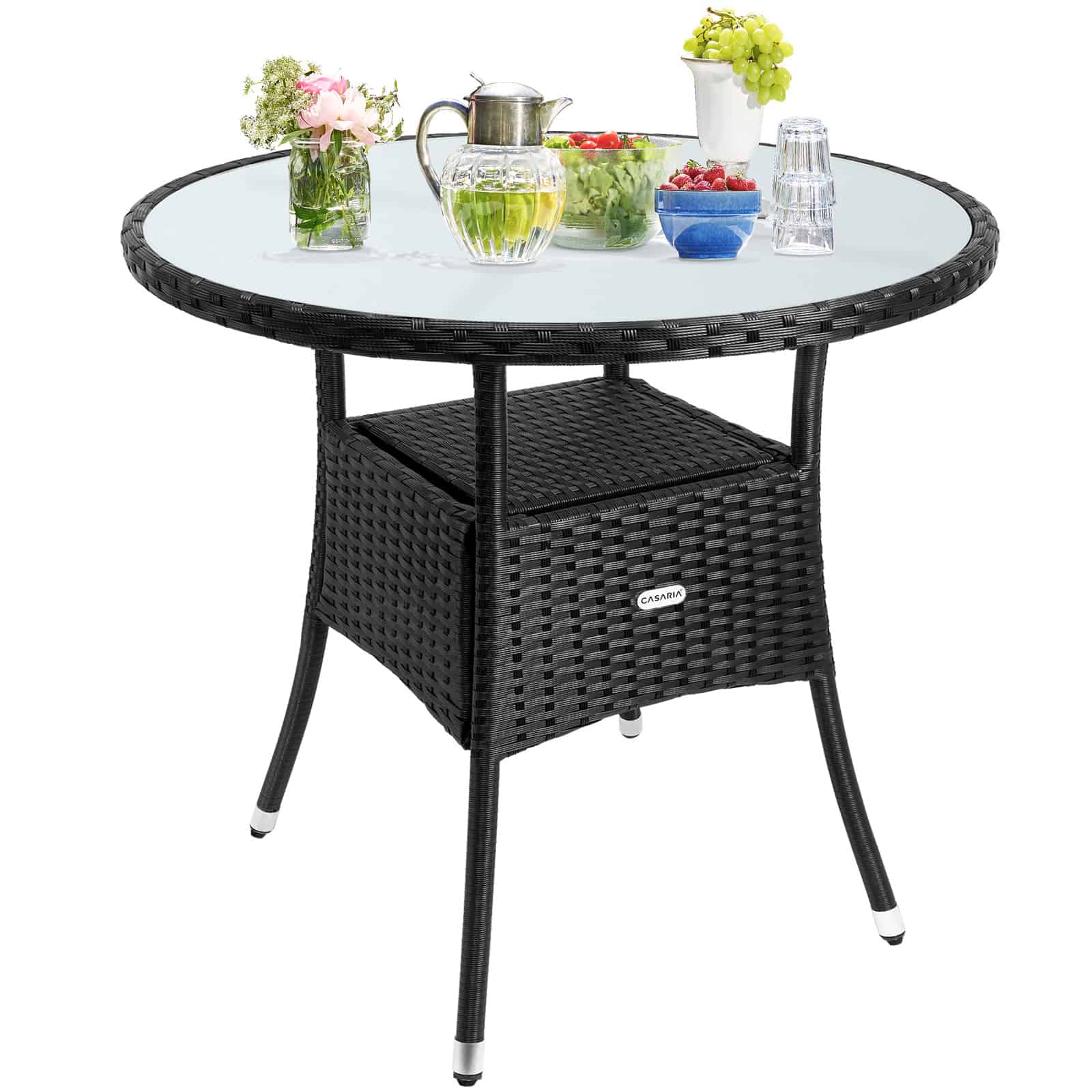 Rattan Bistro Table Black 80 cm