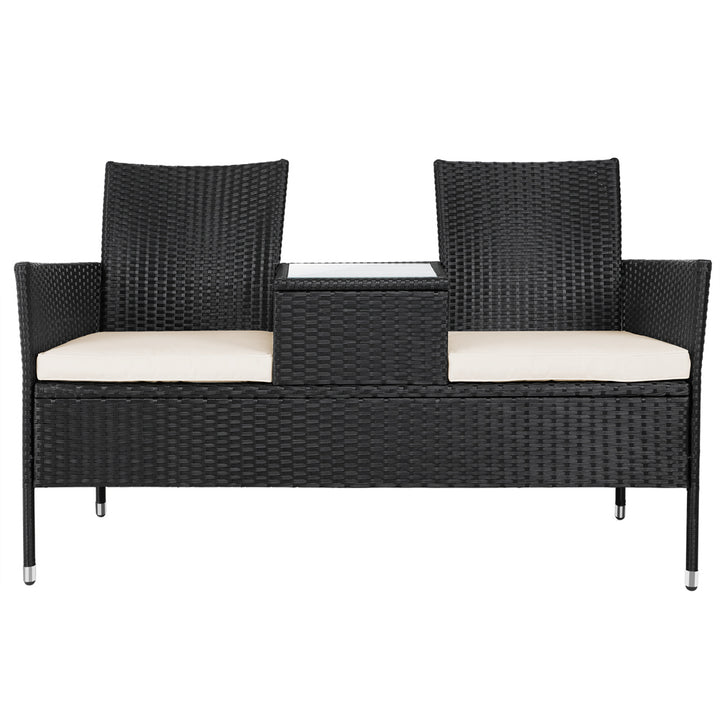 Poly Rattan Jack & Jill Bench Black/Cream