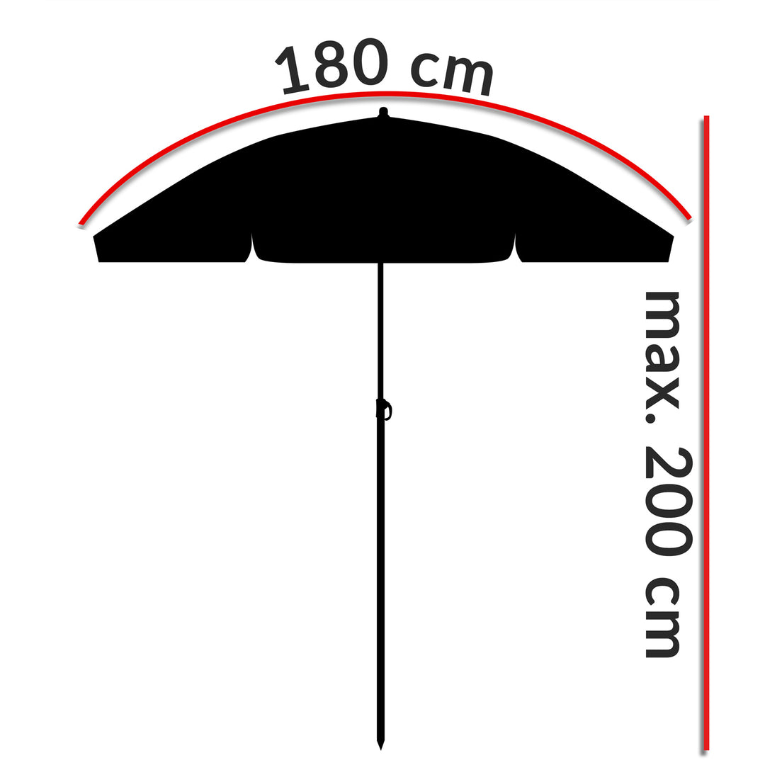 Parasol Cypern Red 1,8M Tilt -funktion