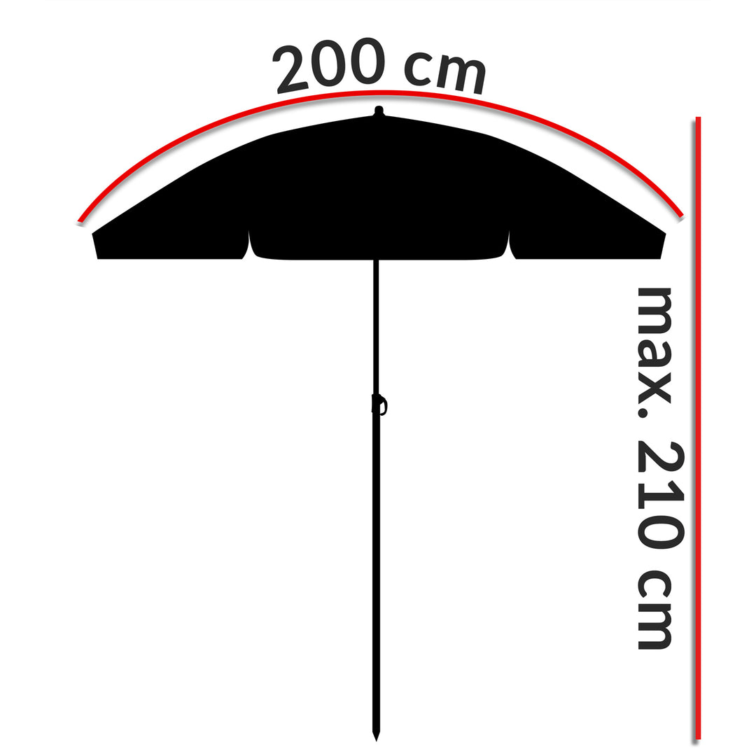 Parasol Kreta Red 2M Tilt -funktion