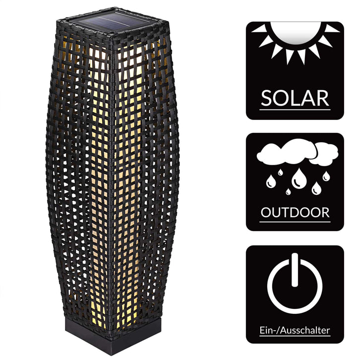 Solar Rattan Garden Light 80 cm Patio med bevægelsessensor