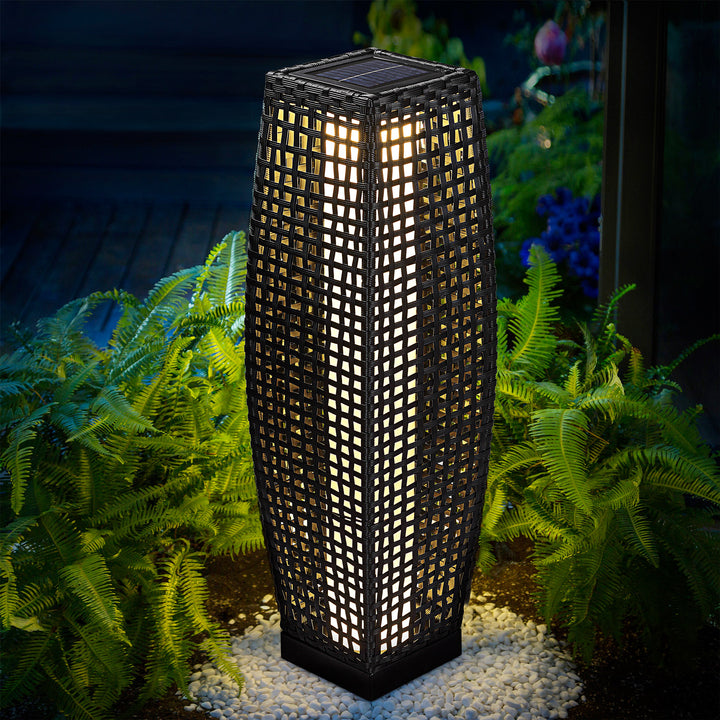 Solar Rattan Garden Light 80 cm Patio med bevægelsessensor