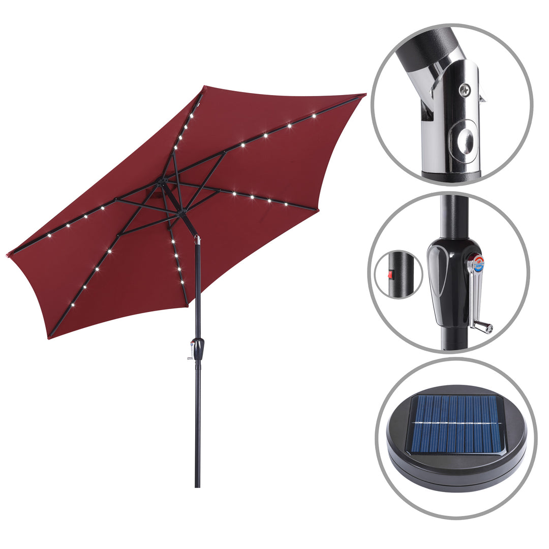 LED Solar Parasol Florida Red 300 cm