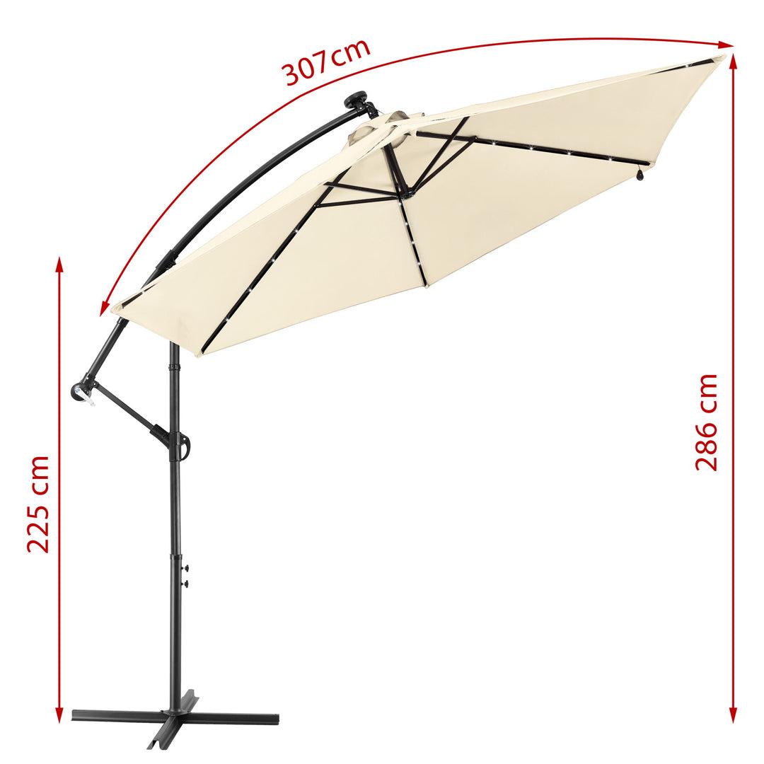 Solar Cantilever Parasol Haiti Cream 3.3m Crank & Tilt