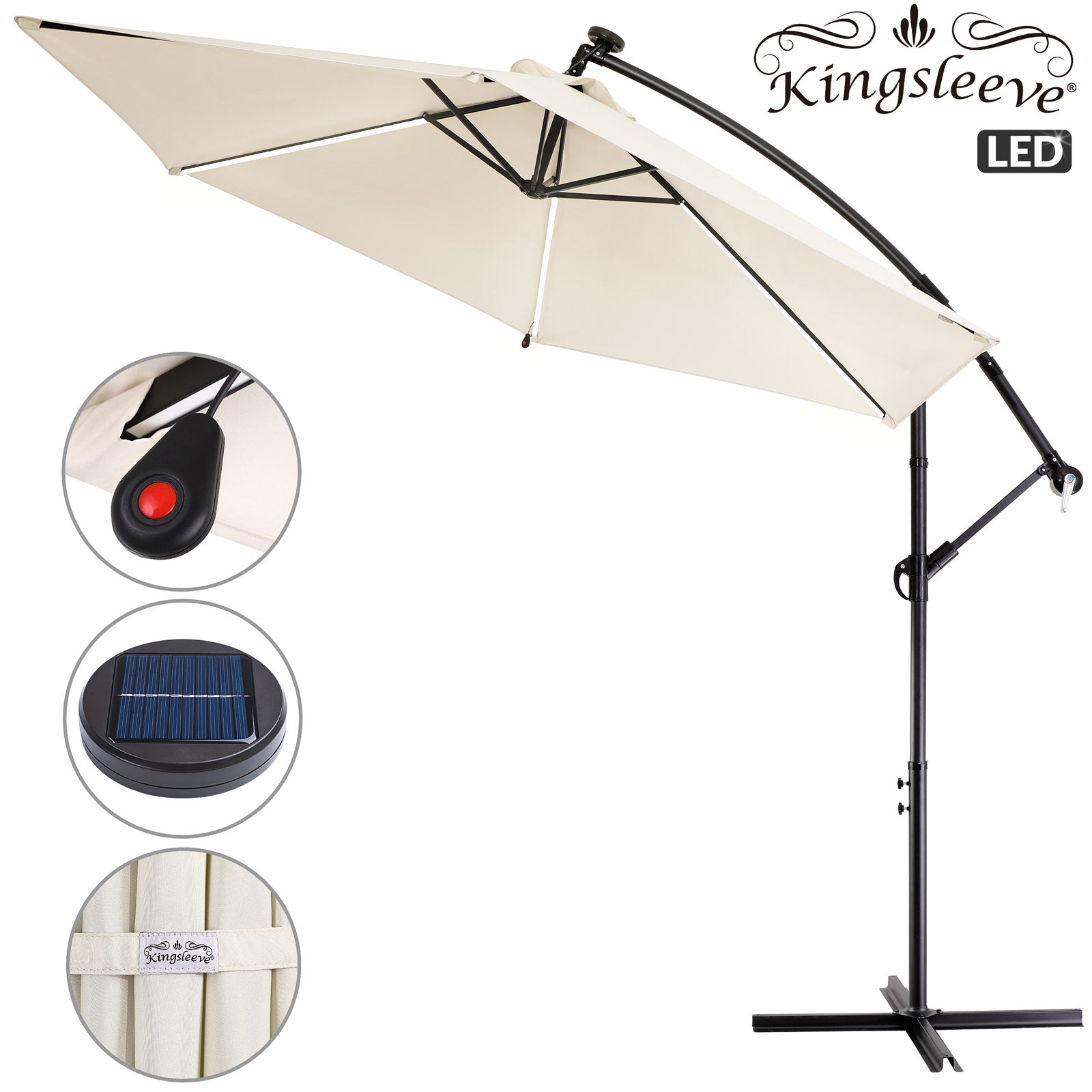 Sol Cantilever Parasol Mali Cream 3.3m Crank & Tilt