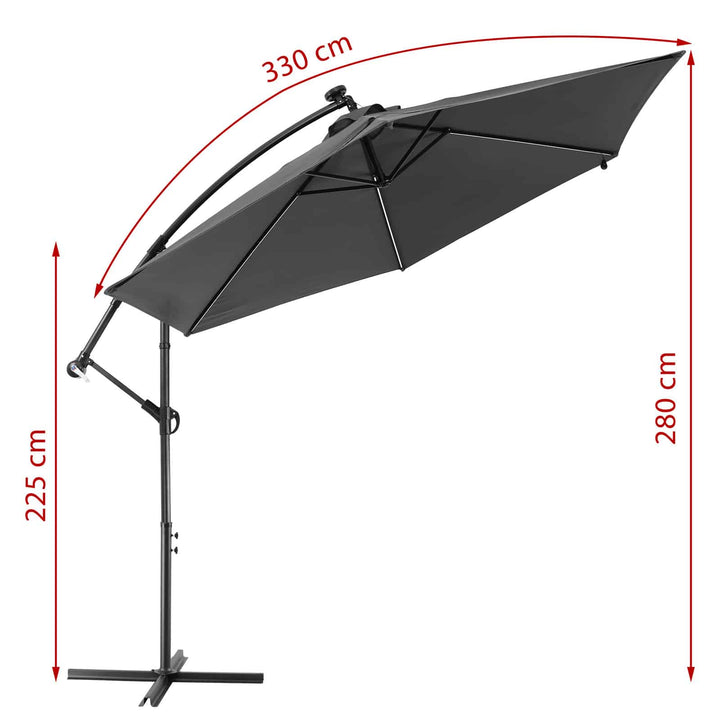 Solar Cantilever Parasol Mali Anthracite 3.3m Crank & Tilt Wit LED