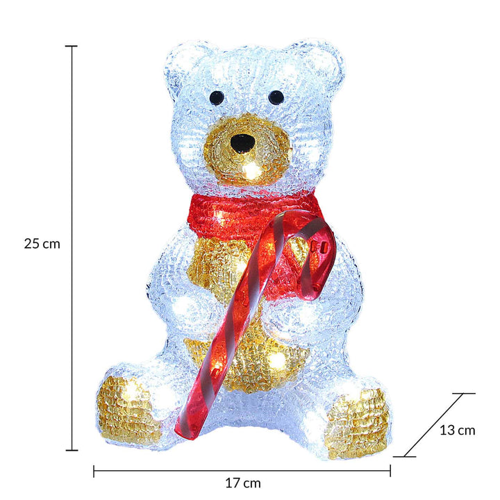 LED julefigur sidder bamse acryl