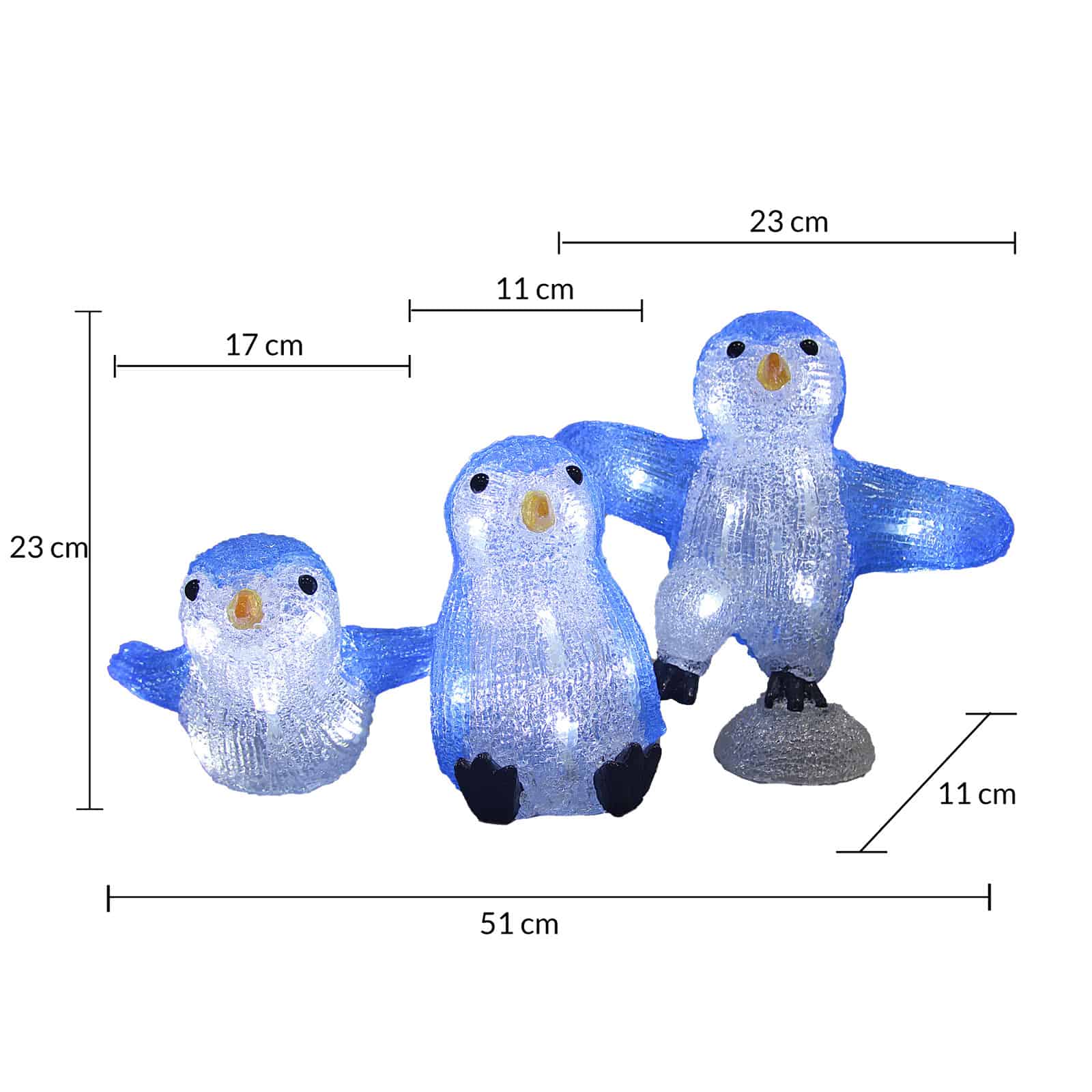 Led julefigur Penguine Family Acryl