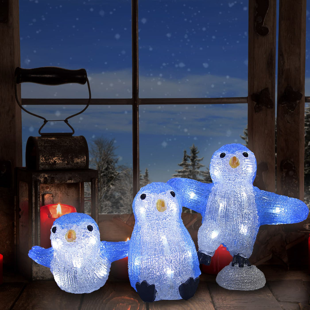 Led julefigur Penguine Family Acryl