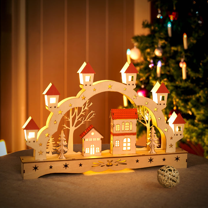 Led Candle Arch Wood