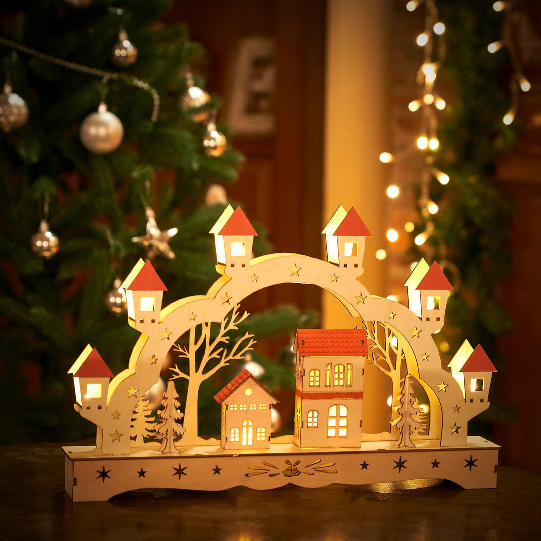 Led Candle Arch Wood