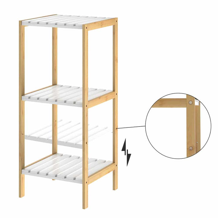 Stående hylde bambus hvid 80x33x34cm 3 hylder