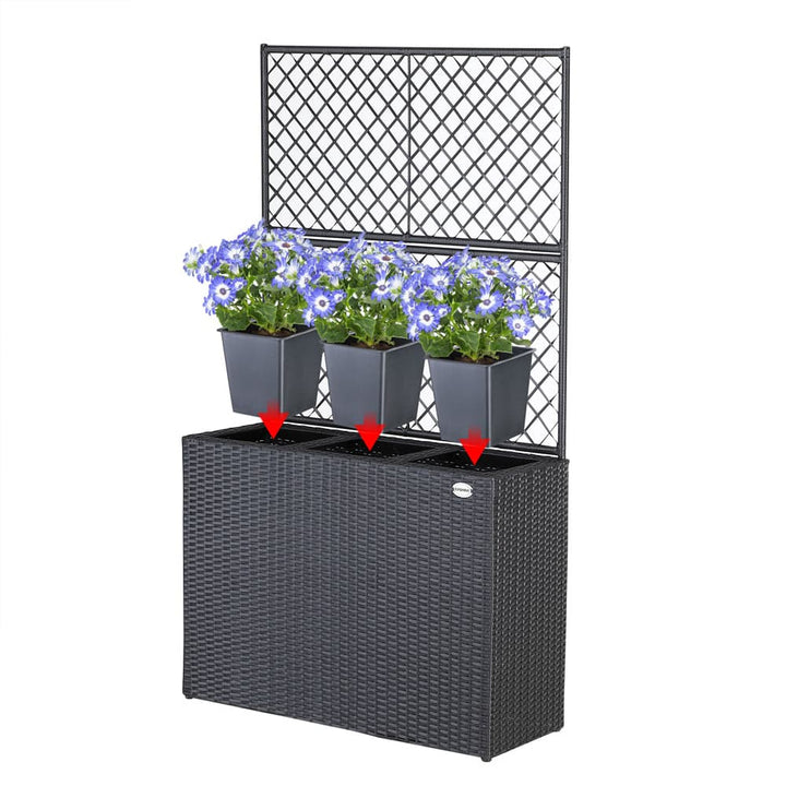 Rattan Trellis Planter Black 83x30.5x146cm