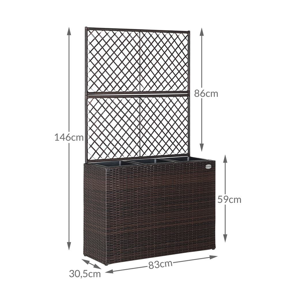 Rattan Trellis Planter Brown 83x30.5x146cm