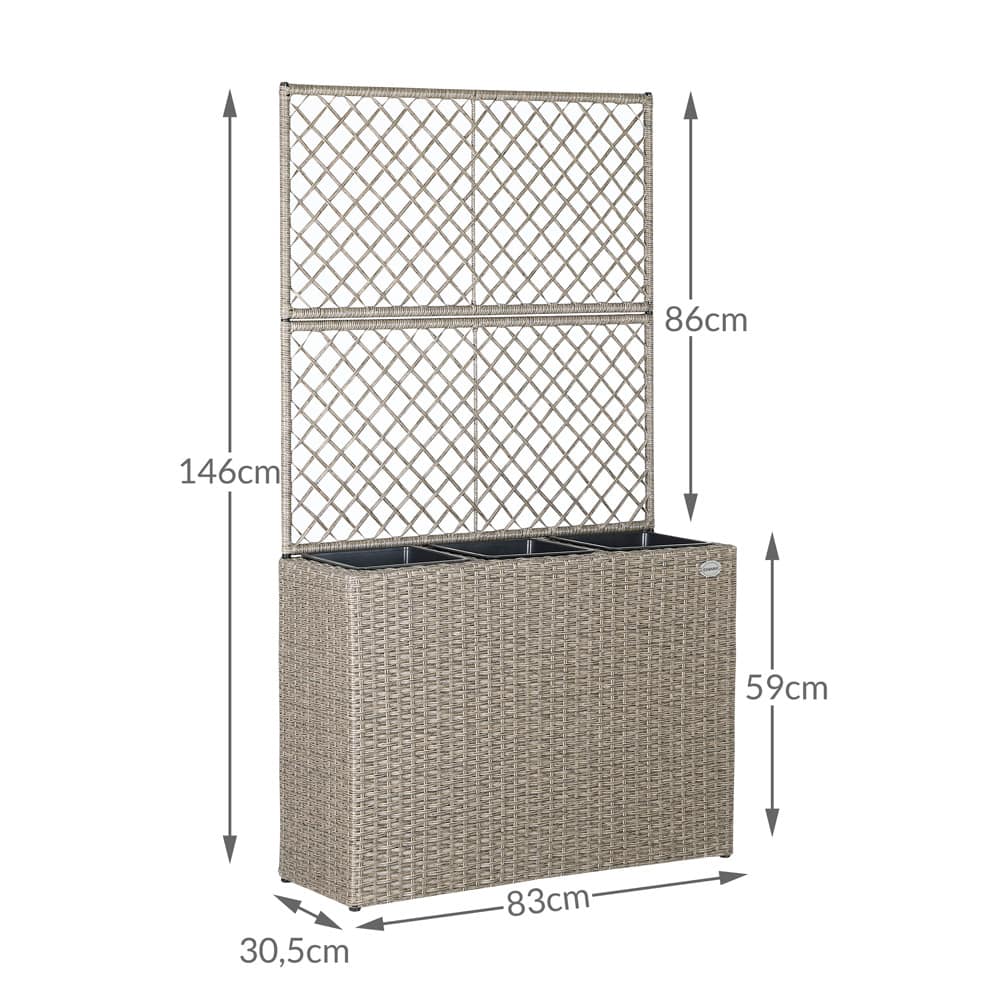 Rattan Trellis Planter Cream 83x30.5x146cm