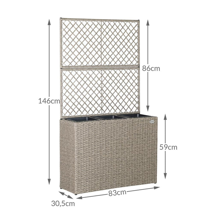 Rattan Trellis Planter Cream 83x30.5x146cm