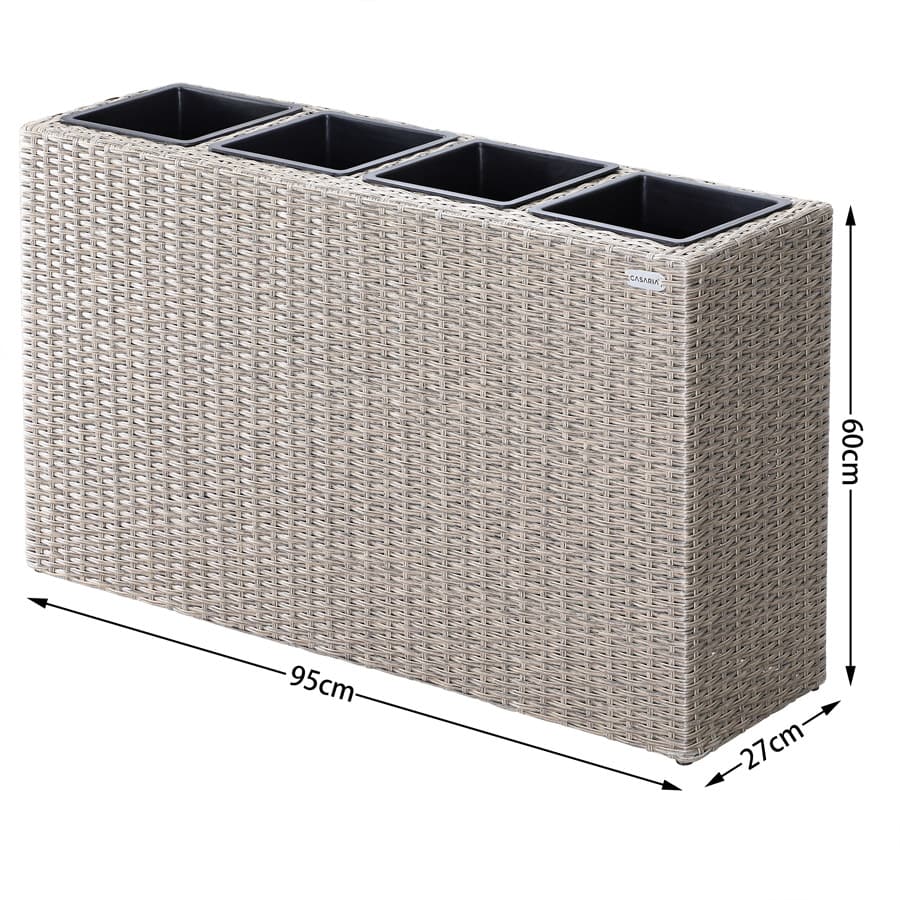 Rattan Planter Cream 95x27x60cm