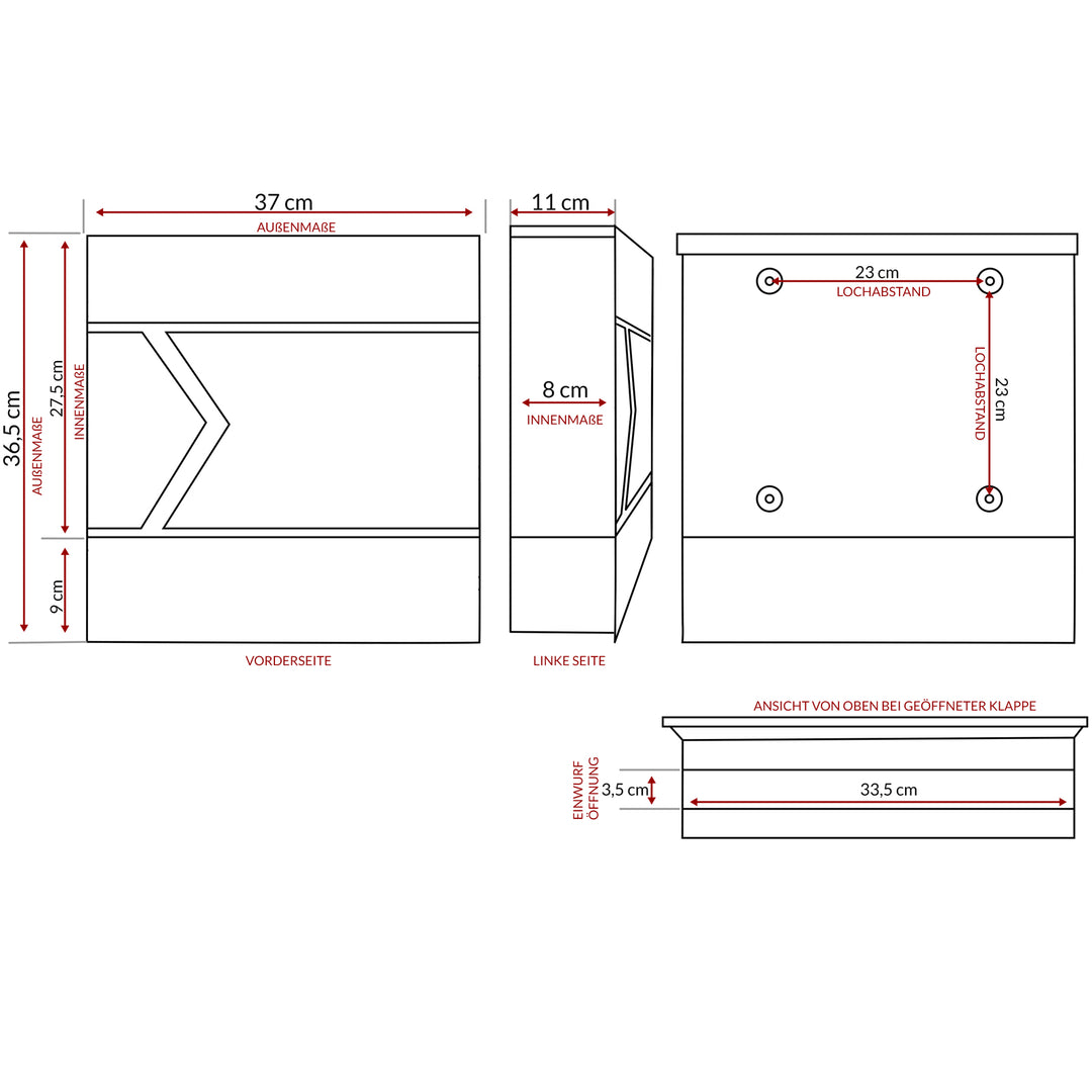 Mailbox Anthracite/Silver med Nyhedsbrev Box Wall monteret