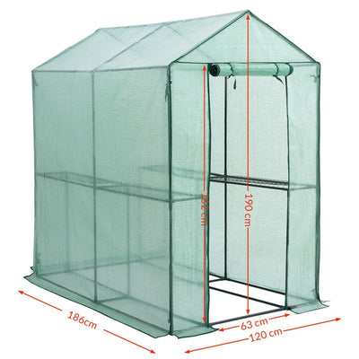 Greenhouse PE 190x186x120cm med 2 niveauer