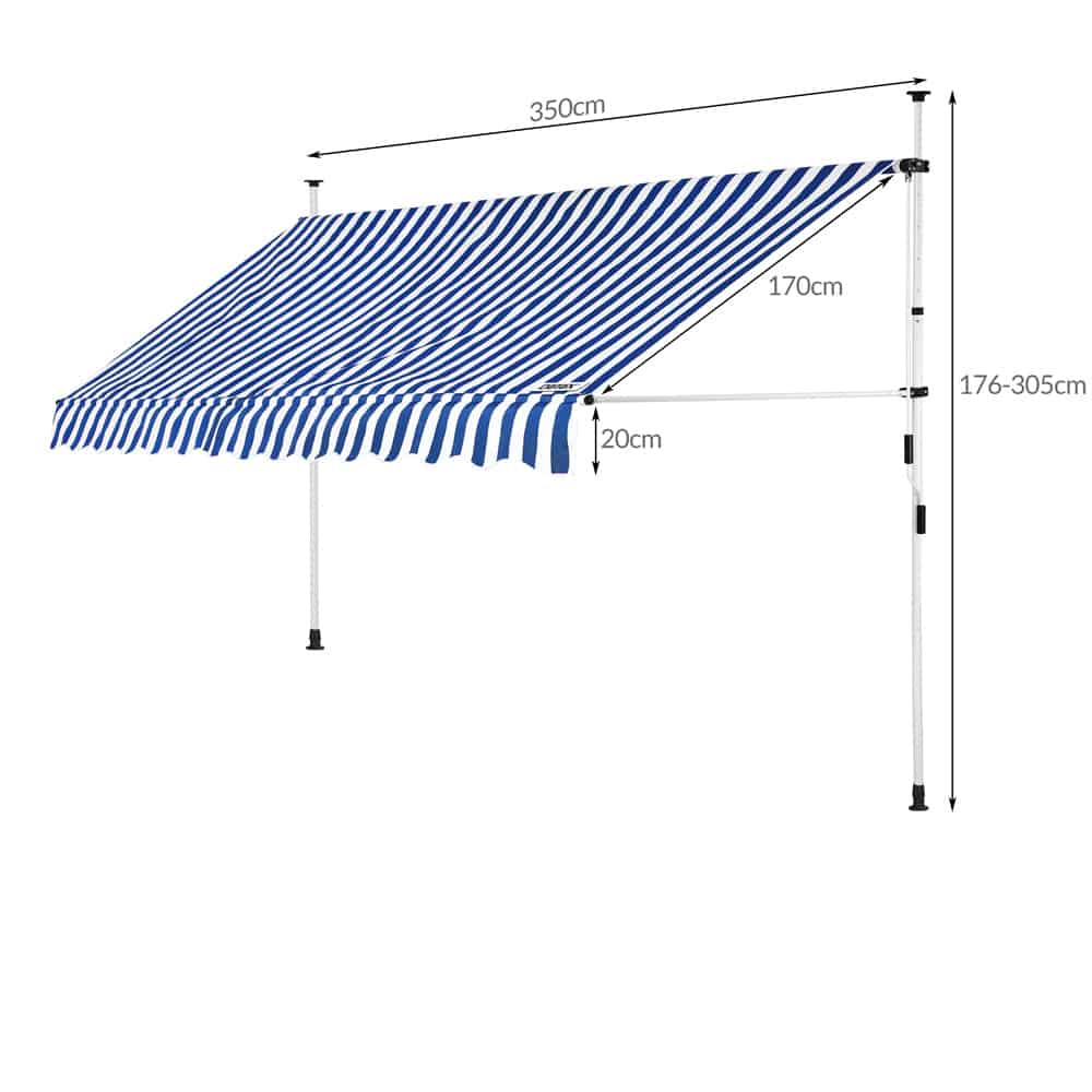 Klemme markise hvid/blå 350 cm