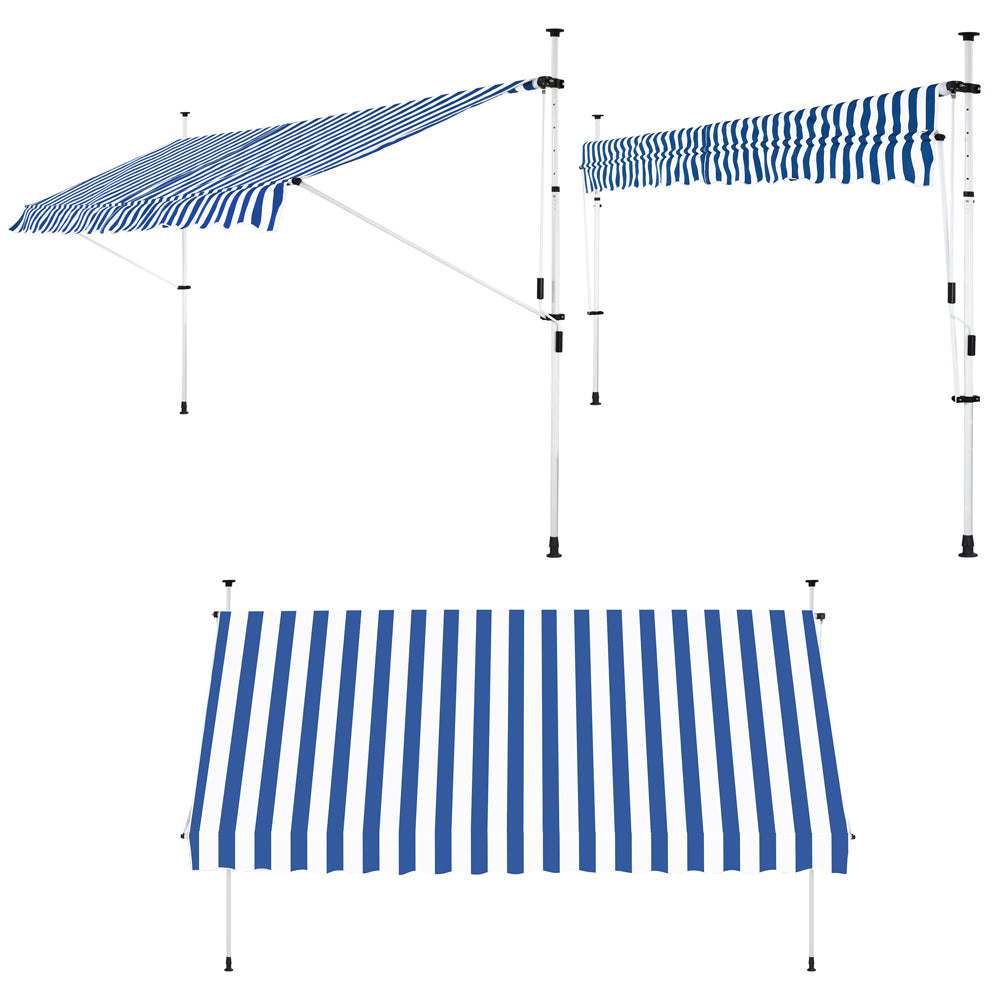 Klemm markise blå/hvid 400 cm