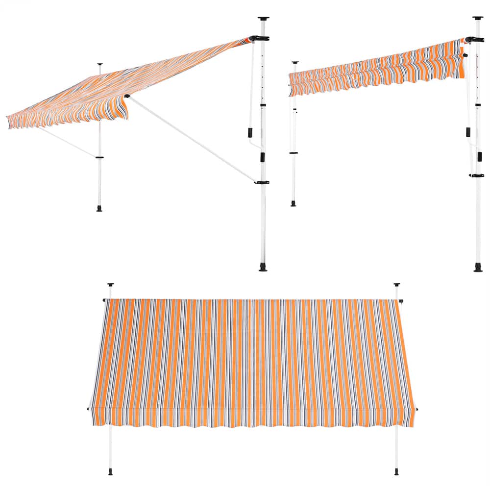 Klemme markise orange/sort/hvid 350 cm