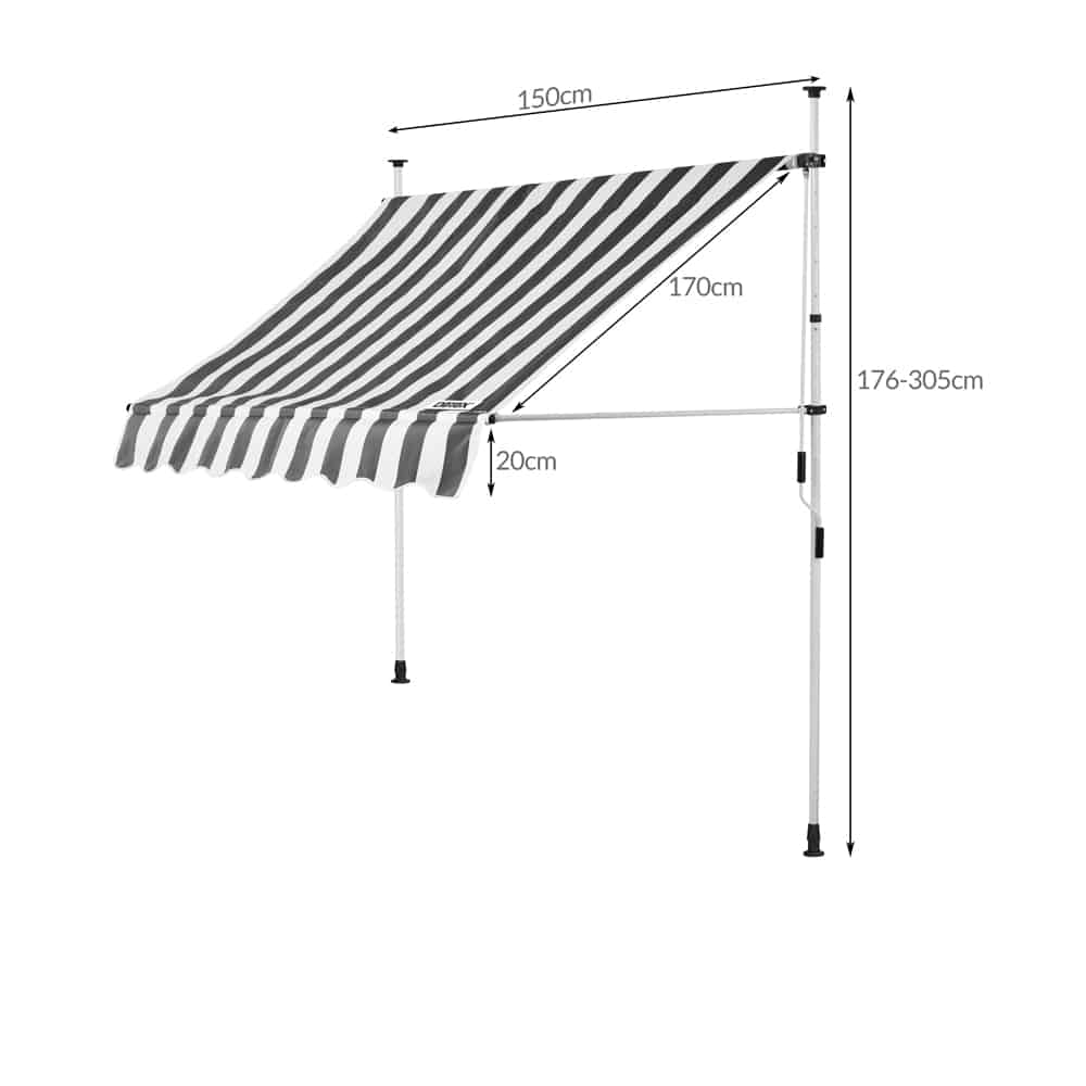 Klemme markise hvid/grå 50 cm