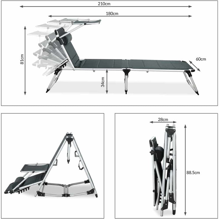 Sun Lounger Bari Gray 210x60x81cm