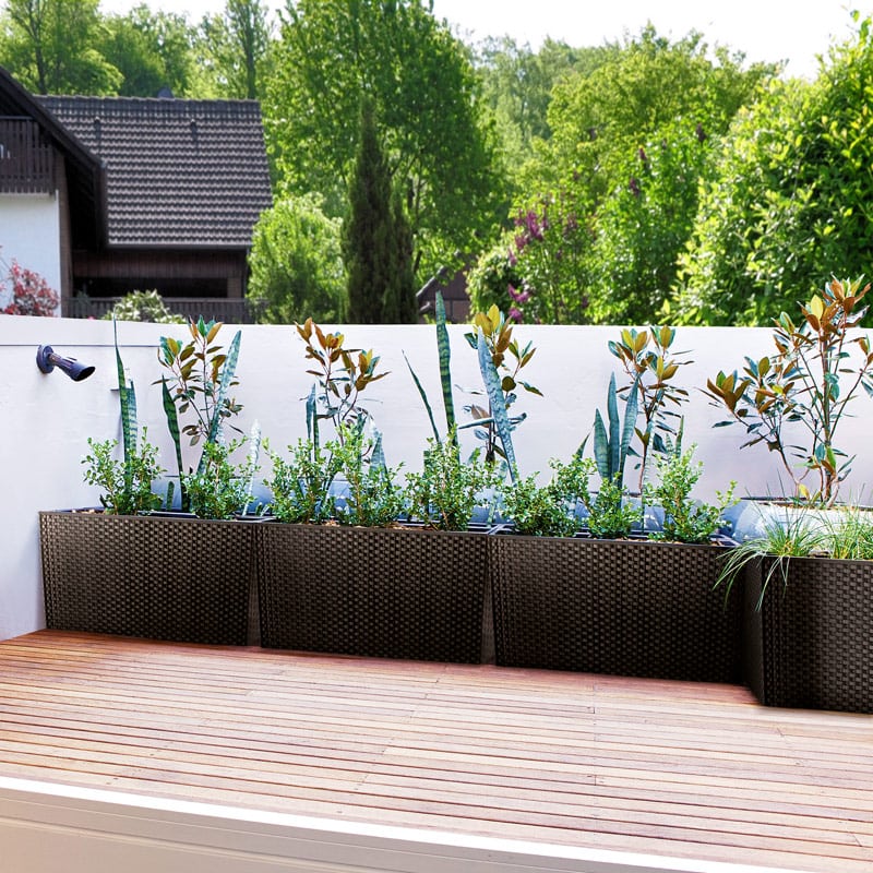 Hævet planter antracit 60x25x46 cm rattan design