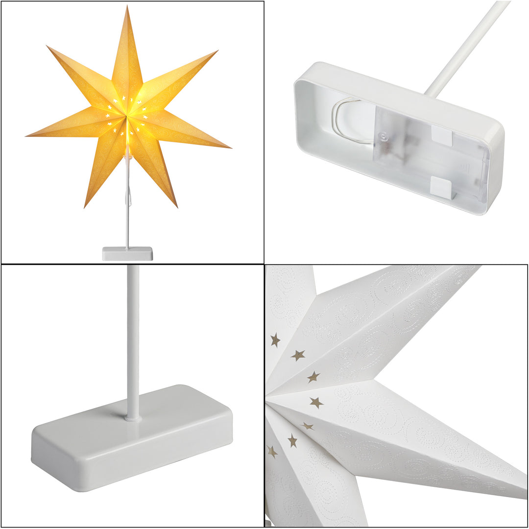 Led Paper Star Cream med stativ