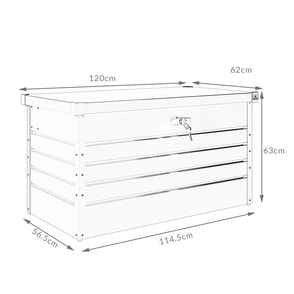 Haveopbevaringsboks Hvid metal 4x2x2ft låsbar