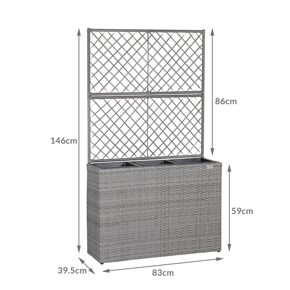 Rattan Trellis Planter Gray 83x30.5x146cm