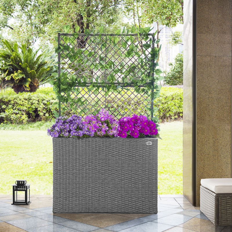 Rattan Trellis Planter Gray 83x30.5x146cm