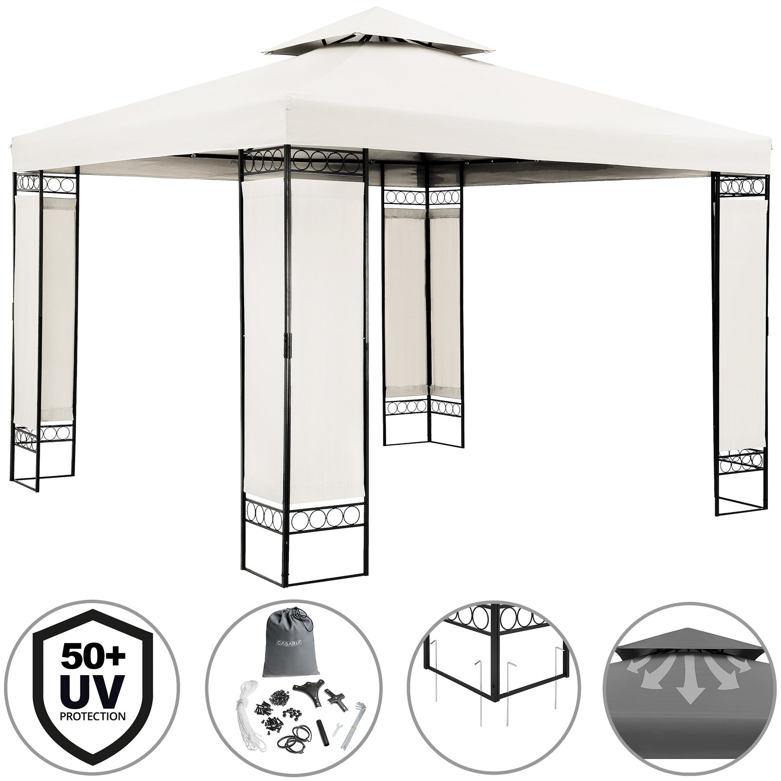 Metal Gazebo Lorca Cream 3x3m