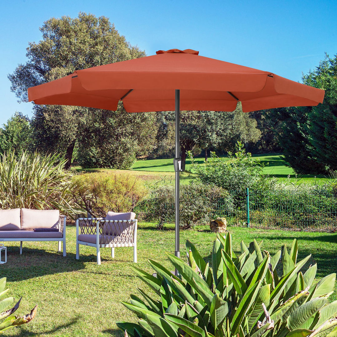 Parasol 3,3 m Terracotta med krumtaphåndtag UV-beskyttelse 50+