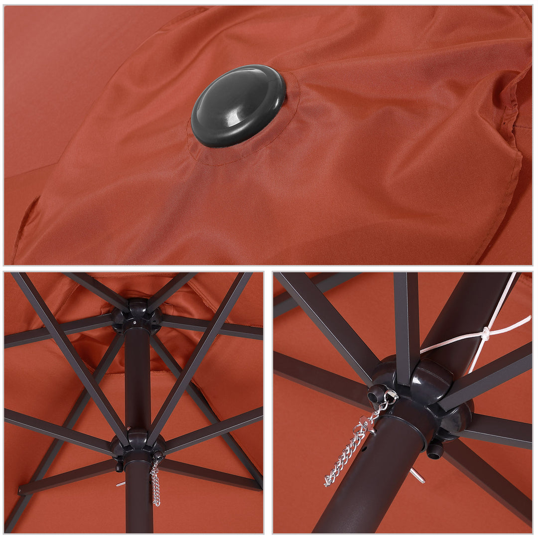 Parasol 3,3 m Terracotta med krumtaphåndtag UV-beskyttelse 50+