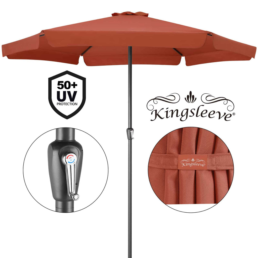 Parasol 3,3 m Terracotta med krumtaphåndtag UV-beskyttelse 50+