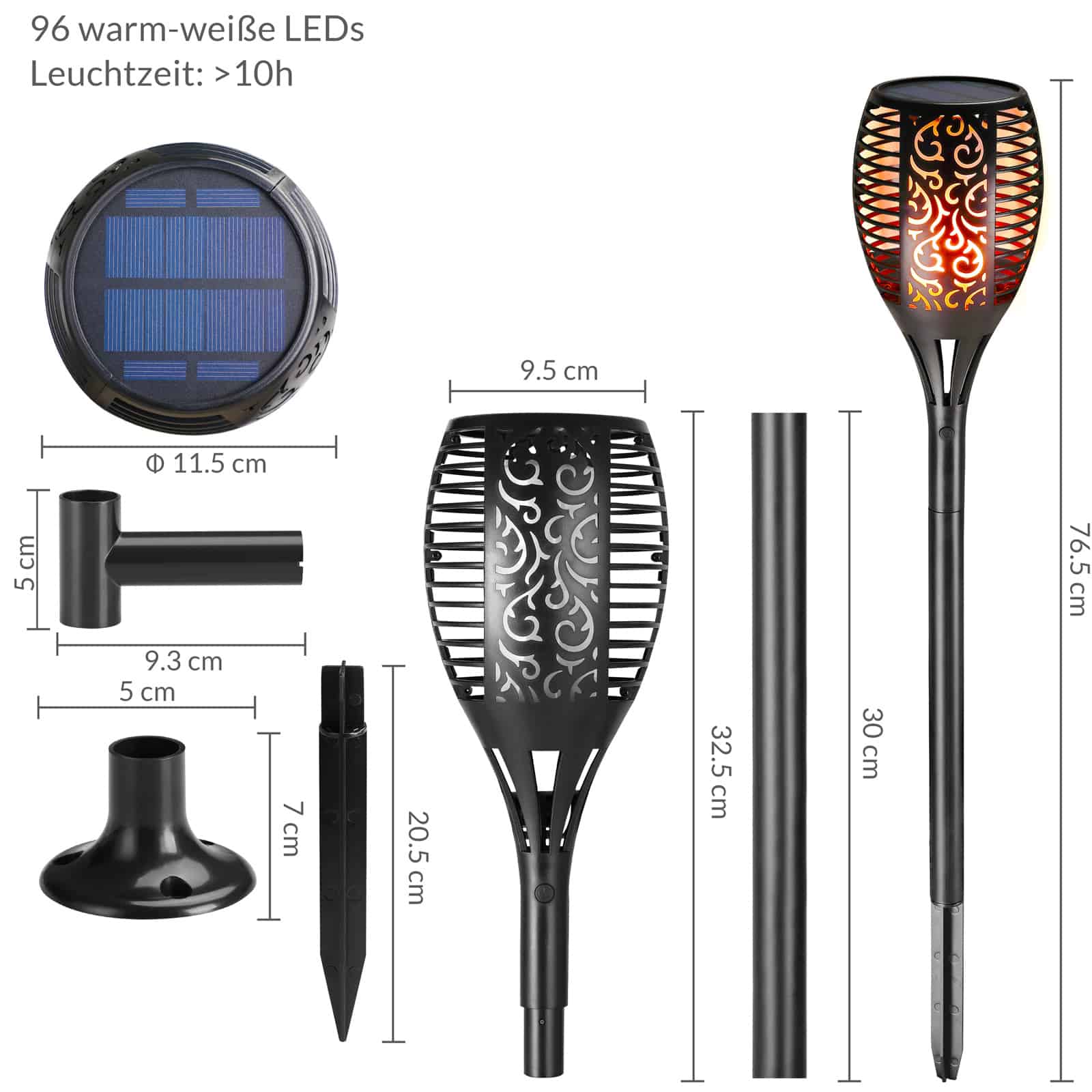 Solar Garden Torch 2pcs flimrende