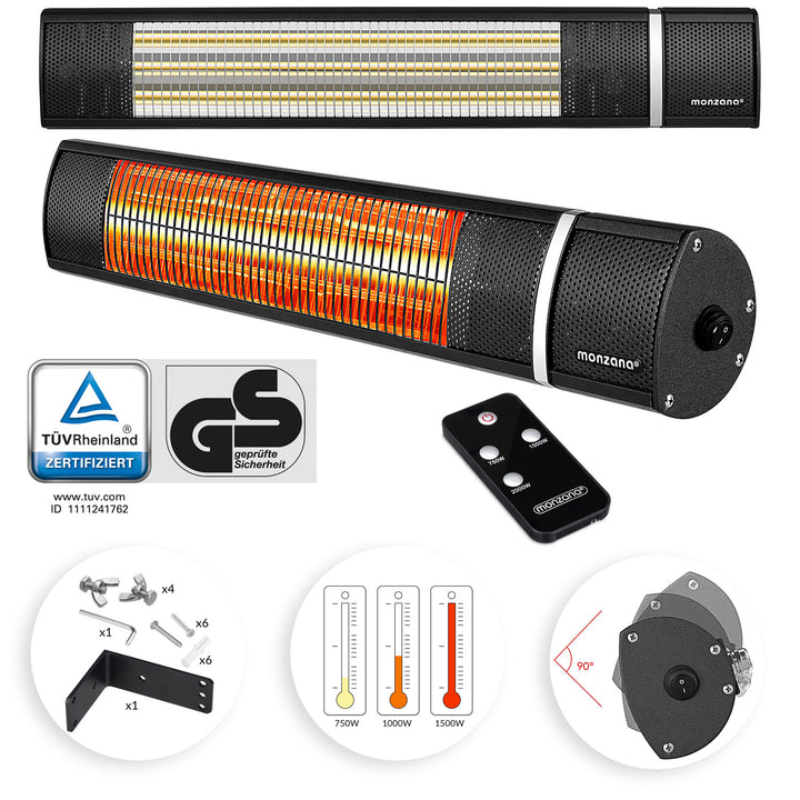 Patio Heater Black 2000W infrarød