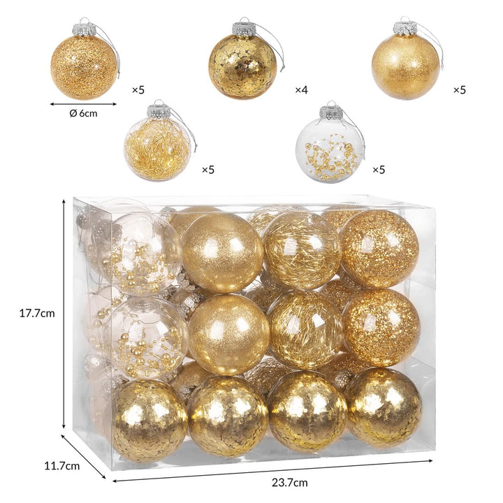 Juletræbaubles 24 pcs guld 6 cm