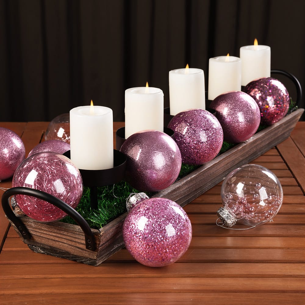 Juletræbaubles 24 pcs lyserød 6 cm